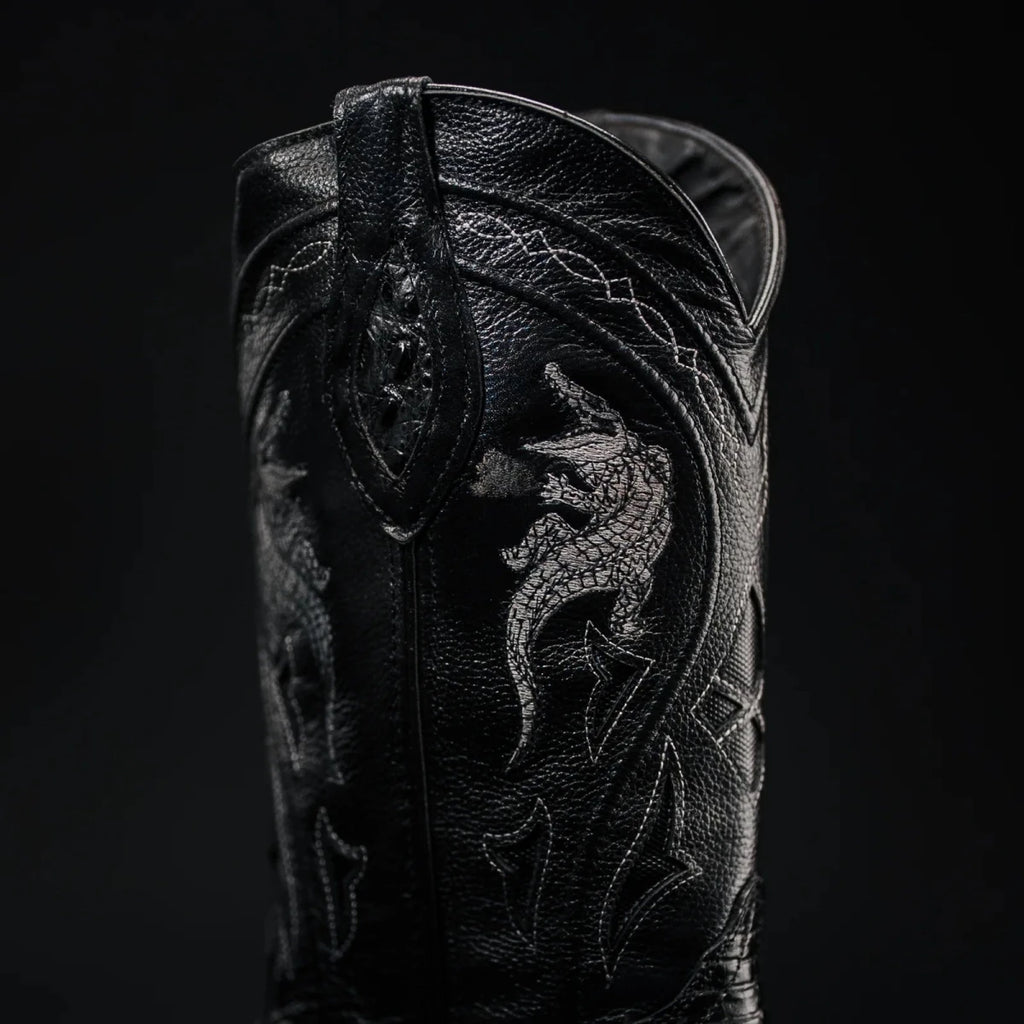Rodeo Cartie Men's 608 Exotic Caiman Belly Western Cowboy Boot–Black - OriginalWestern.com