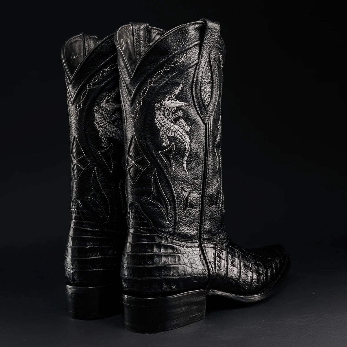 Rodeo Cartie Men's 608 Exotic Caiman Belly Western Cowboy Boot–Black - OriginalWestern.com