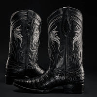 Rodeo Cartie Men's 608 Exotic Caiman Belly Western Cowboy Boot–Black - OriginalWestern.com