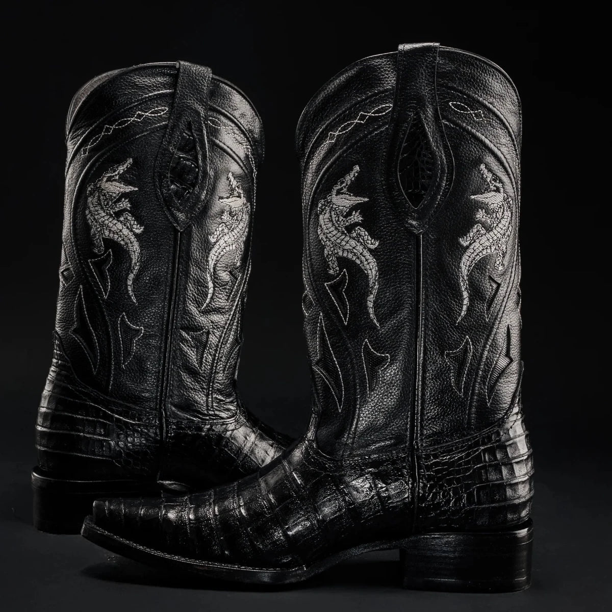 Rodeo Cartie Men's 608 Exotic Caiman Belly Western Cowboy Boot–Black - OriginalWestern.com