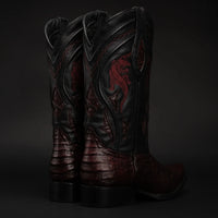 Rodeo Cartie Men's 608 Exotic Caiman Belly Western Cowboy Boot–Black Cherry - OriginalWestern.com