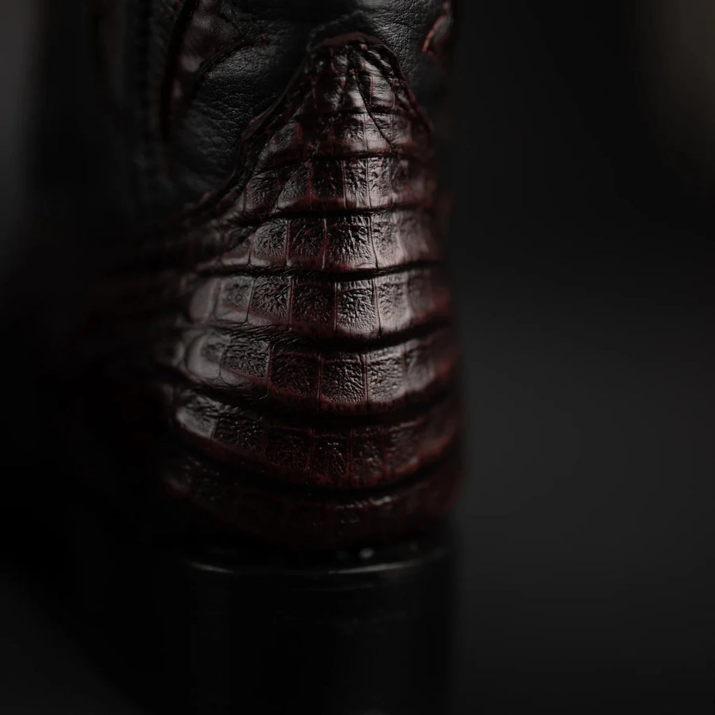 Rodeo Cartie Men's 608 Exotic Caiman Belly Western Cowboy Boot–Black Cherry - OriginalWestern.com