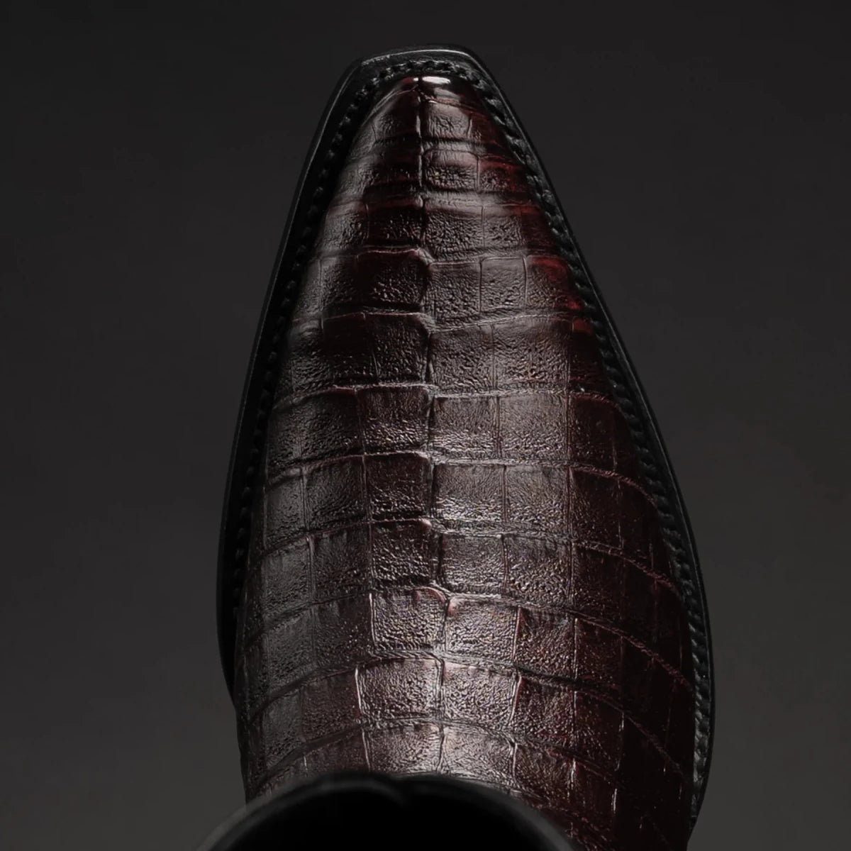 Rodeo Cartie Men's 608 Exotic Caiman Belly Western Cowboy Boot–Black Cherry - OriginalWestern.com