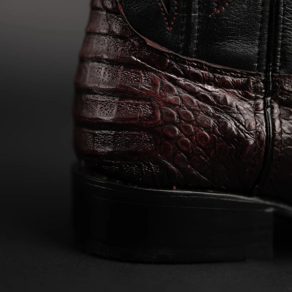 Rodeo Cartie Men's 608 Exotic Caiman Belly Western Cowboy Boot–Black Cherry - OriginalWestern.com