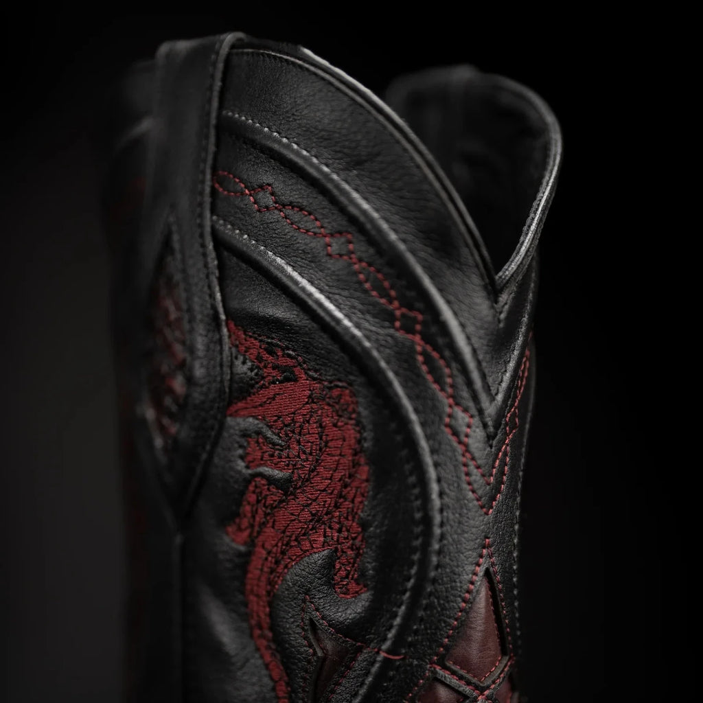 Rodeo Cartie Men's 608 Exotic Caiman Belly Western Cowboy Boot–Black Cherry - OriginalWestern.com