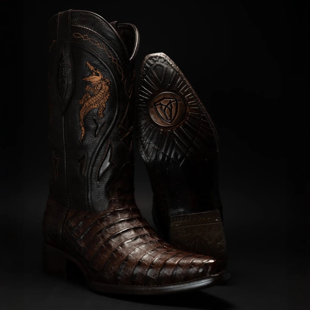 Rodeo Cartie Men's 608 Exotic Caiman Belly Western Cowboy Boot–Brown - OriginalWestern.com