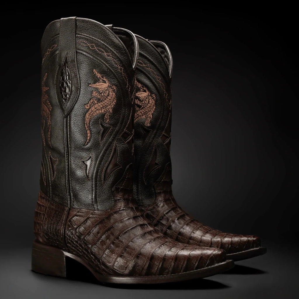 Rodeo Cartie Men's 608 Exotic Caiman Belly Western Cowboy Boot–Brown - OriginalWestern.com