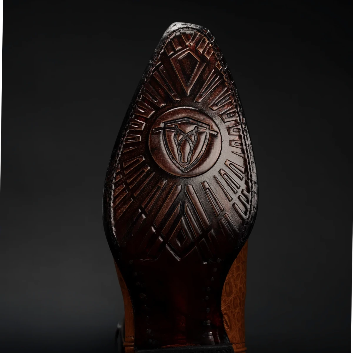 Rodeo Cartie Men's 608 Exotic Caiman Belly Western Cowboy Boot–Chestnut El - OriginalWestern.com