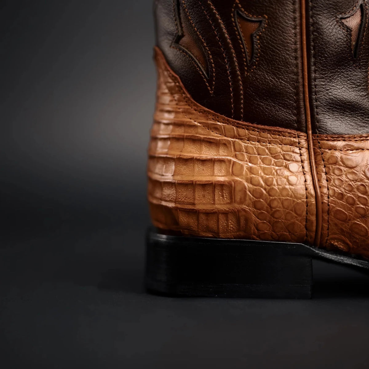 Rodeo Cartie Men's 608 Exotic Caiman Belly Western Cowboy Boot–Chestnut El - OriginalWestern.com