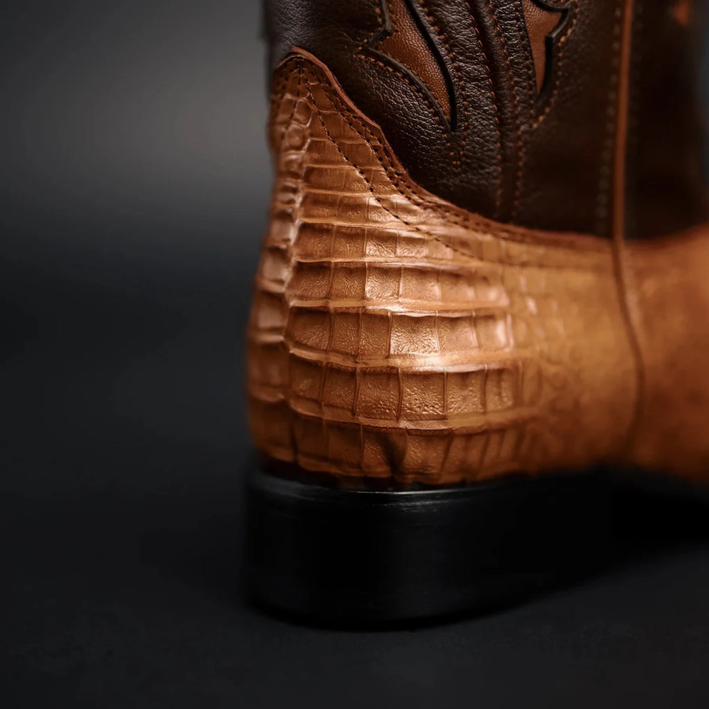 Rodeo Cartie Men's 608 Exotic Caiman Belly Western Cowboy Boot–Chestnut El - OriginalWestern.com
