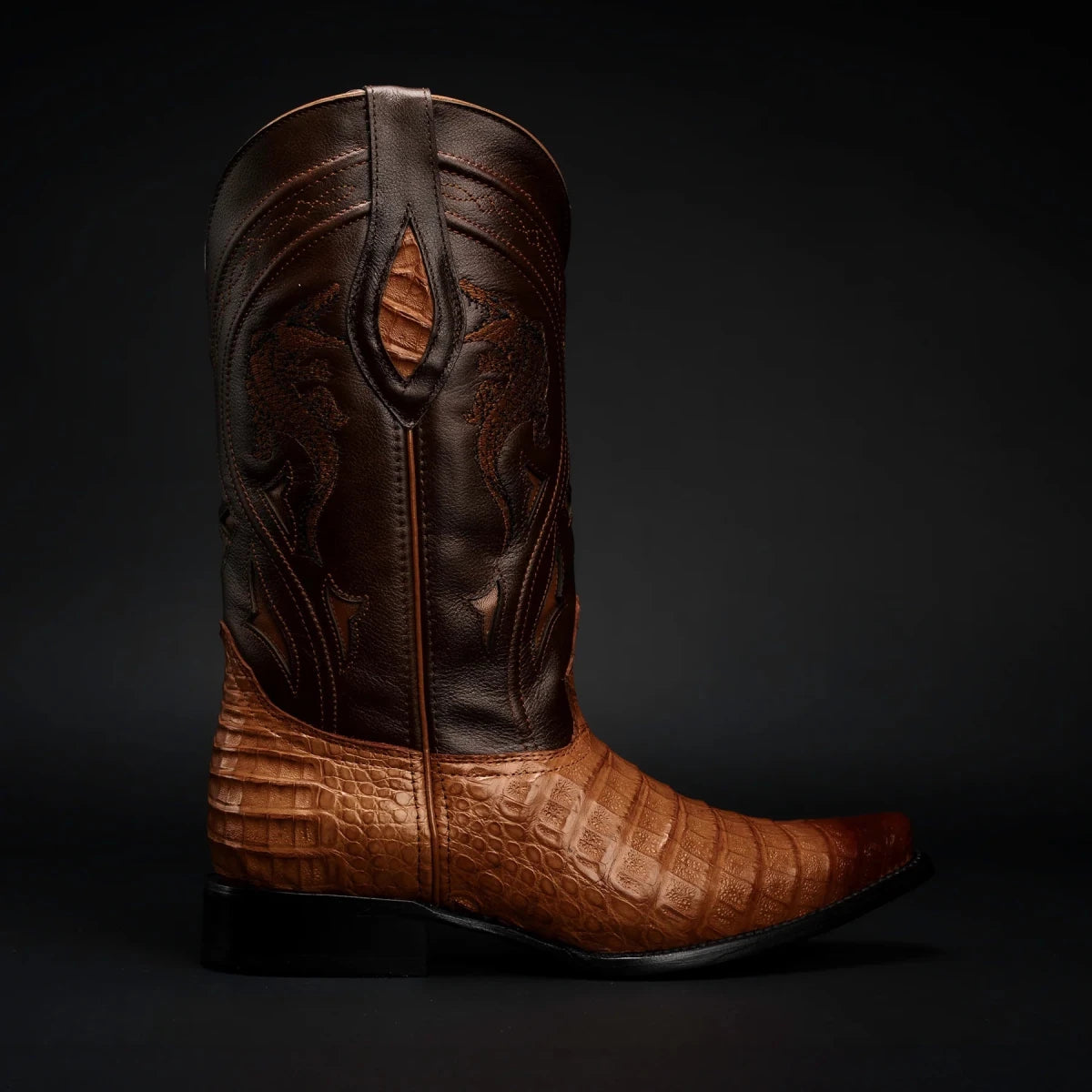 Rodeo Cartie Men's 608 Exotic Caiman Belly Western Cowboy Boot–Chestnut El - OriginalWestern.com