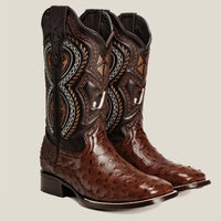 Rodeo Cartie Men”s 703 Exotic Ostrich Original Rodeo Boot–Brown - OriginalWestern.com