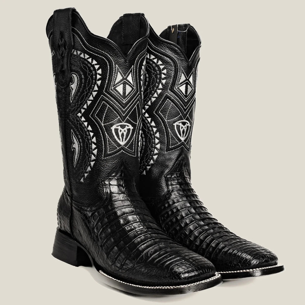 7th Rodeo Boot Rodeo Cartie Genuine Exotic Caiman Belly Skin Square Toe Cowboy Boots ...