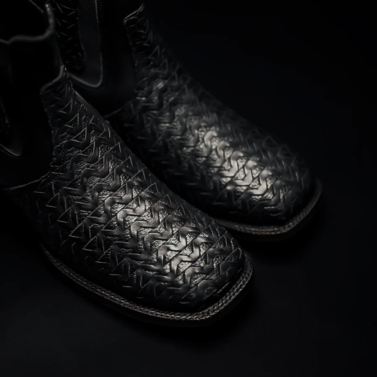 Rodeo Cartie Men”s 716 Braided Short Ankle Western Boot–Black - OriginalWestern.com