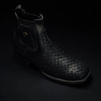 Rodeo Cartie Men”s 716 Braided Short Ankle Western Boot–Black - OriginalWestern.com