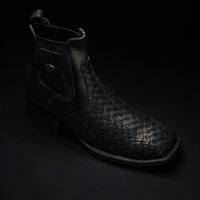 Rodeo Cartie Men”s 716 Braided Short Ankle Western Boot–Black - OriginalWestern.com