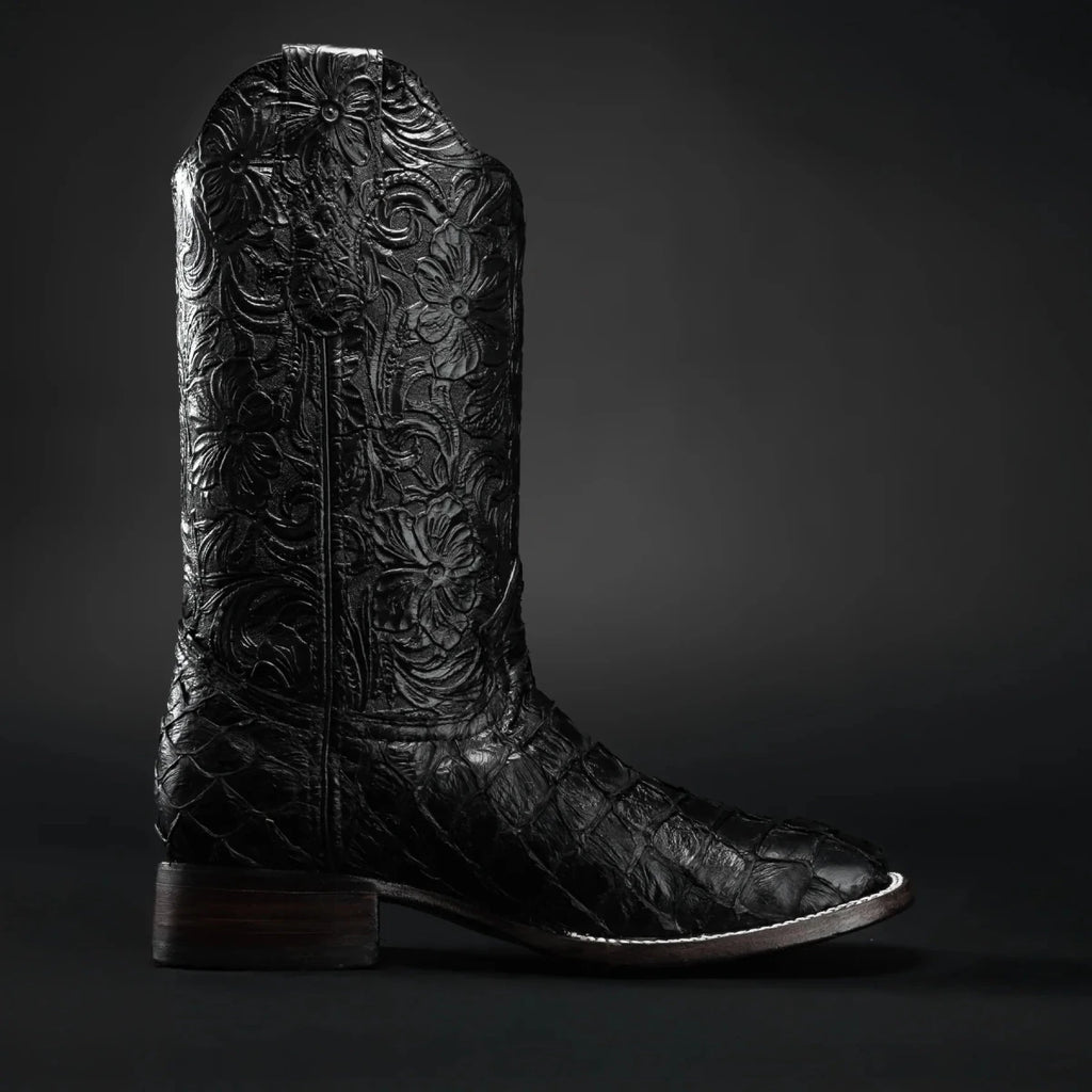 Rodeo Cartie Men's 761 Exotic Original Pirarucu Monster Fish Boot–Black - OriginalWestern.com