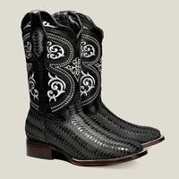Rodeo Cartie Men”s 816 Cowboy Boot Rodeo Braided–Black - OriginalWestern.com