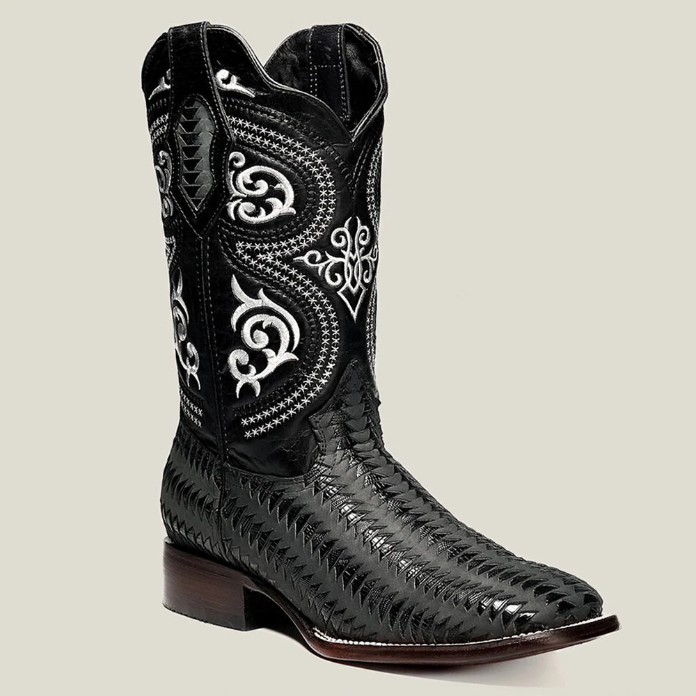 Rodeo Cartie Men”s 816 Cowboy Boot Rodeo Braided–Black - OriginalWestern.com
