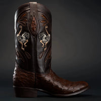 Rodeo Cartie Men”s 903 J Toe Original Exotic Ostrich Boot–Bourbon - OriginalWestern.com