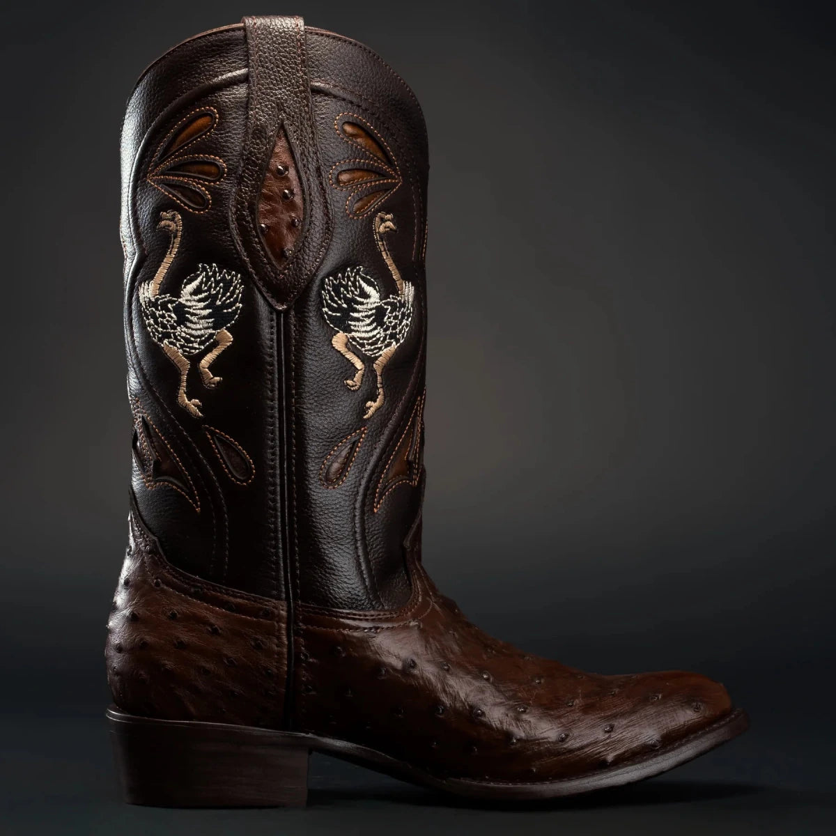Rodeo Cartie Men”s 903 J Toe Original Exotic Ostrich Boot–Bourbon - OriginalWestern.com