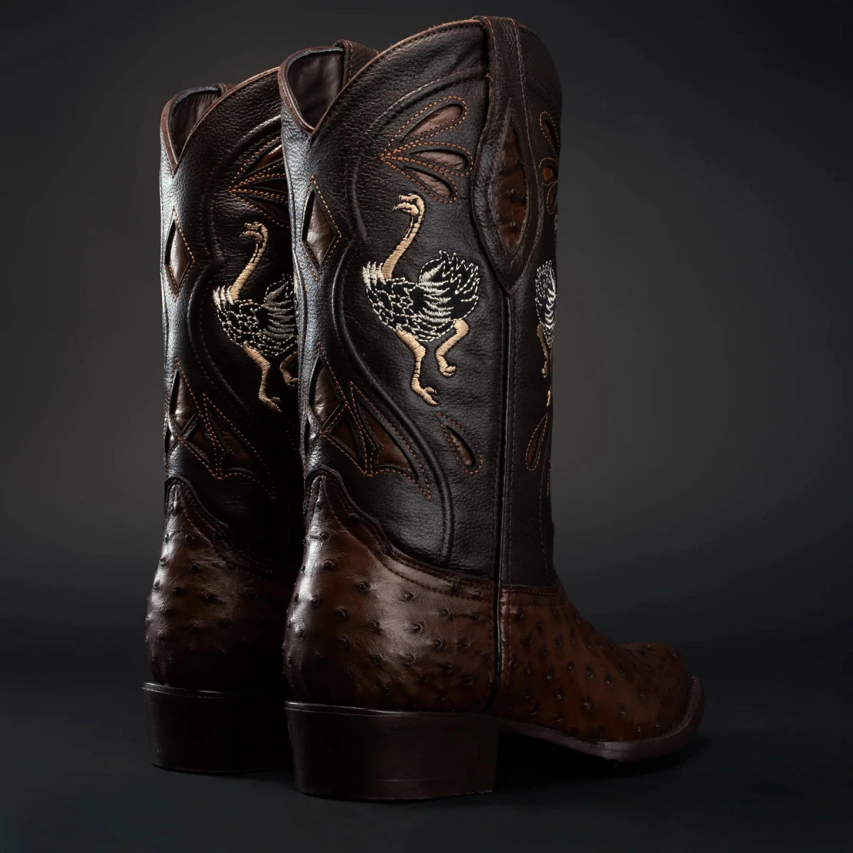 Rodeo Cartie Men”s 903 J Toe Original Exotic Ostrich Boot–Bourbon - OriginalWestern.com