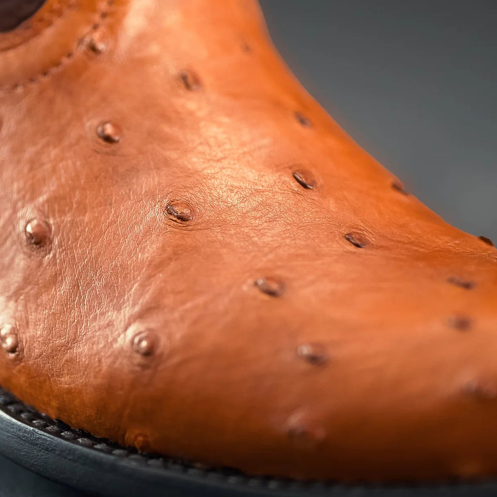 Rodeo Cartie Men”s 903 J Toe Original Exotic Ostrich Boot–Chestnut - OriginalWestern.com