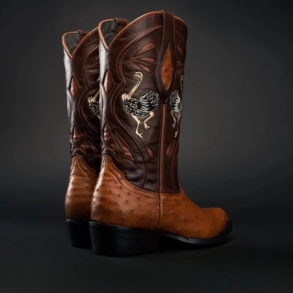 Rodeo Cartie Men”s 903 J Toe Original Exotic Ostrich Boot–Chestnut - OriginalWestern.com