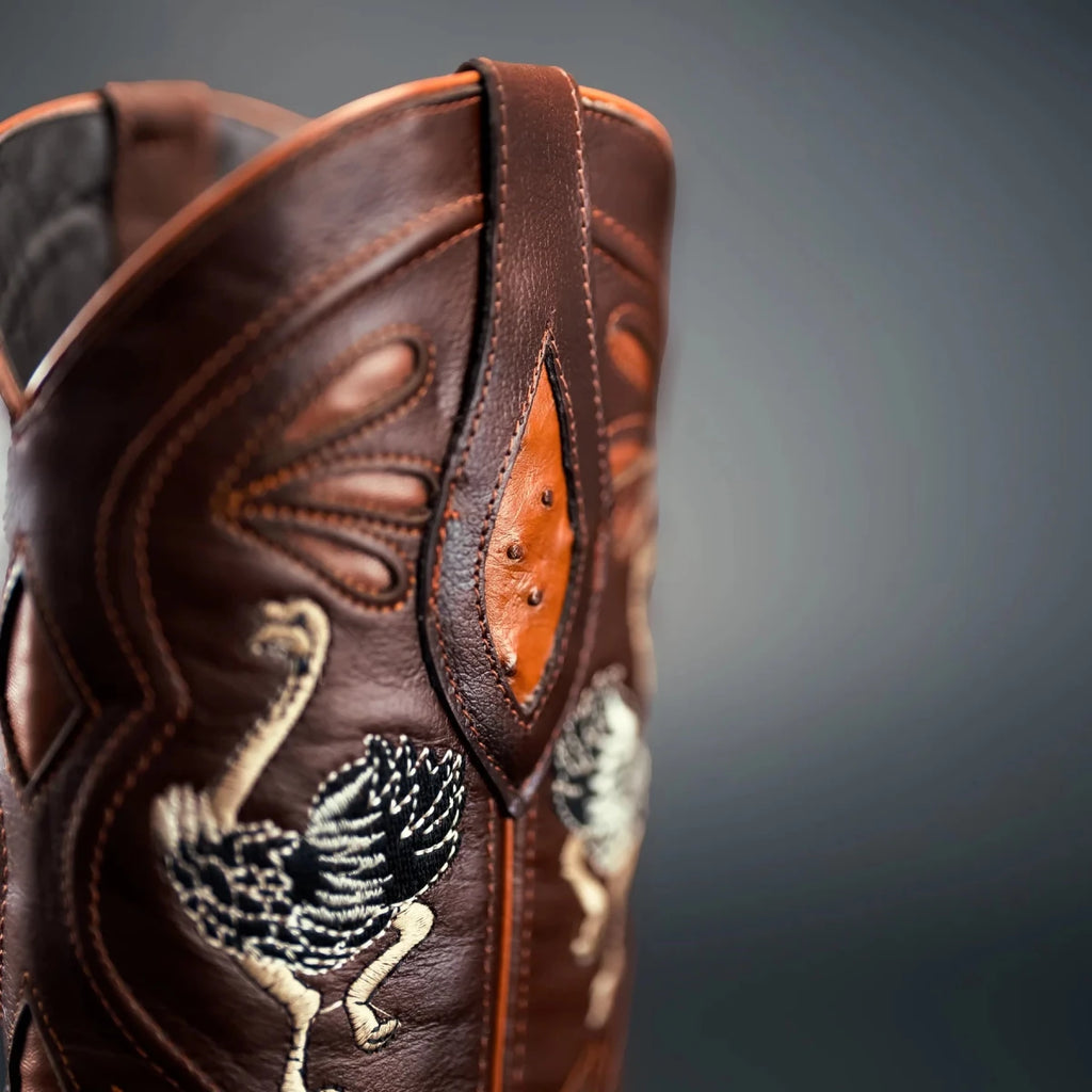 Rodeo Cartie Men”s 903 J Toe Original Exotic Ostrich Boot–Chestnut - OriginalWestern.com