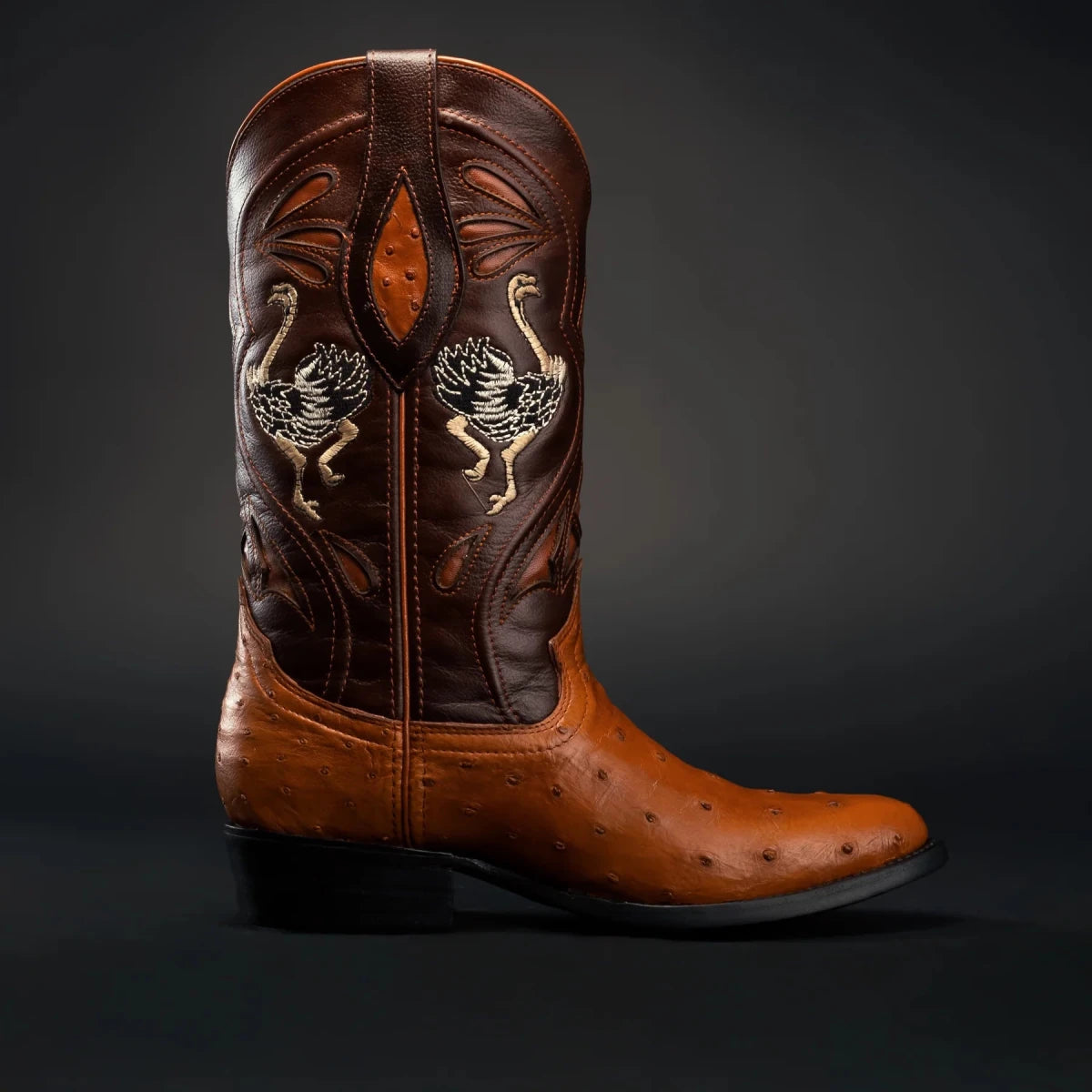Rodeo Cartie Men”s 903 J Toe Original Exotic Ostrich Boot–Chestnut - OriginalWestern.com