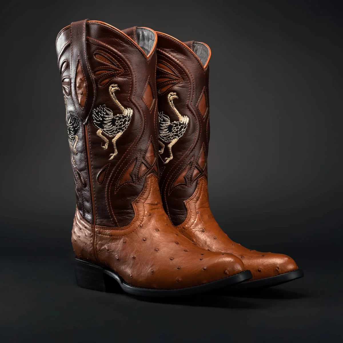 Rodeo Cartie Men”s 903 J Toe Original Exotic Ostrich Boot–Chestnut - OriginalWestern.com