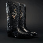 Rodeo Cartie Men”s 903 J Toe Original Exotic Ostrich Boot–Midnight - OriginalWestern.com