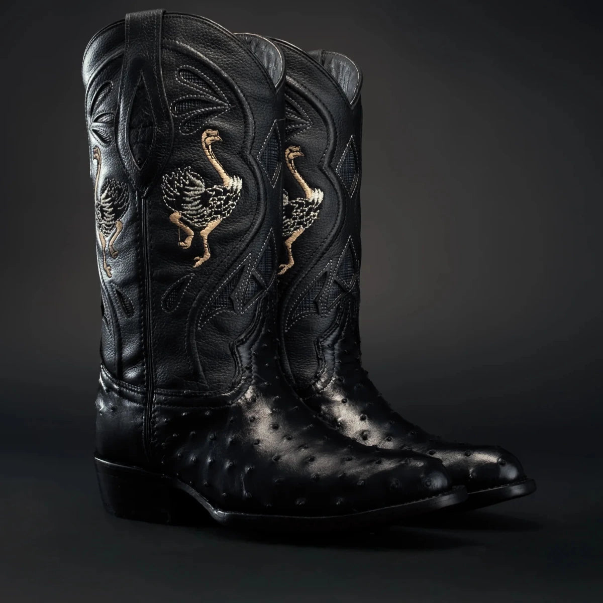 Rodeo Cartie Men”s 903 J Toe Original Exotic Ostrich Boot–Midnight - OriginalWestern.com