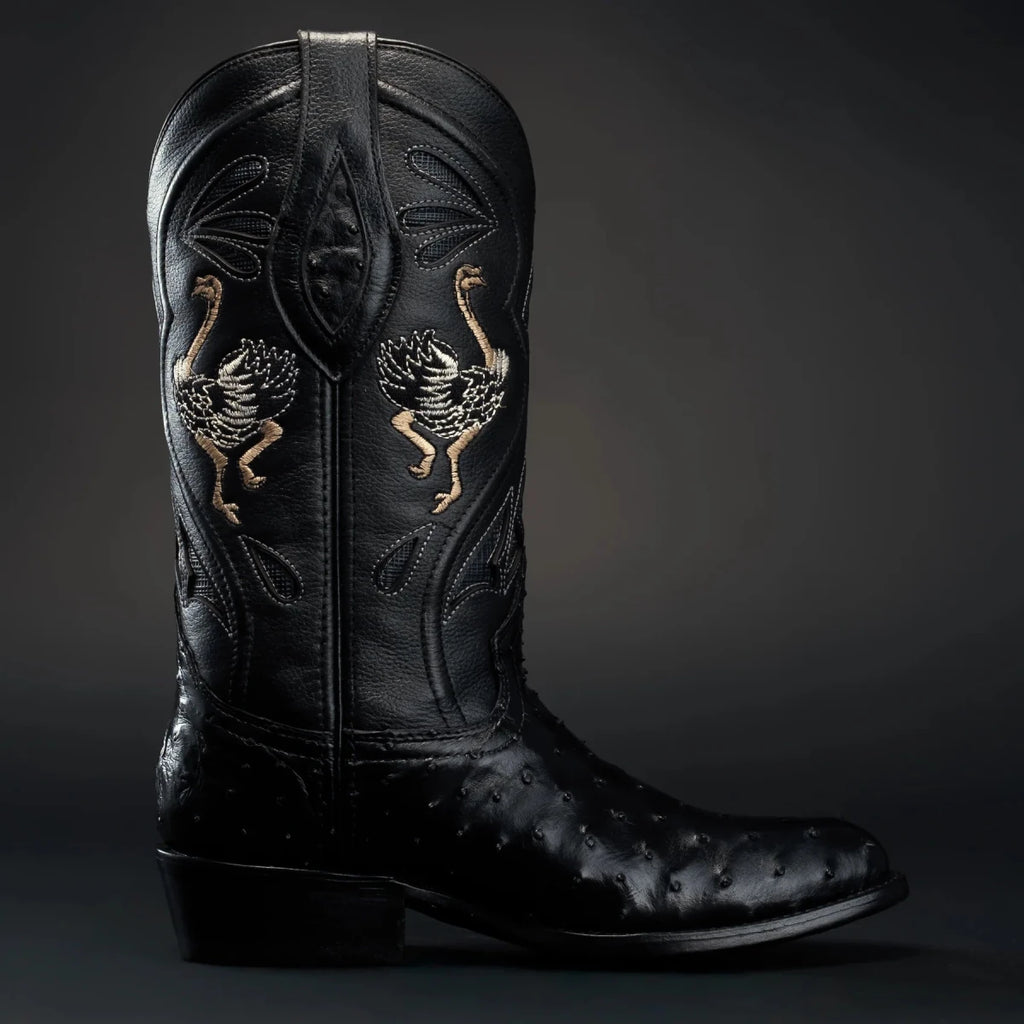 Rodeo Cartie Men”s 903 J Toe Original Exotic Ostrich Boot–Midnight - OriginalWestern.com