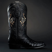 Rodeo Cartie Men”s 903 J Toe Original Exotic Ostrich Boot–Midnight - OriginalWestern.com