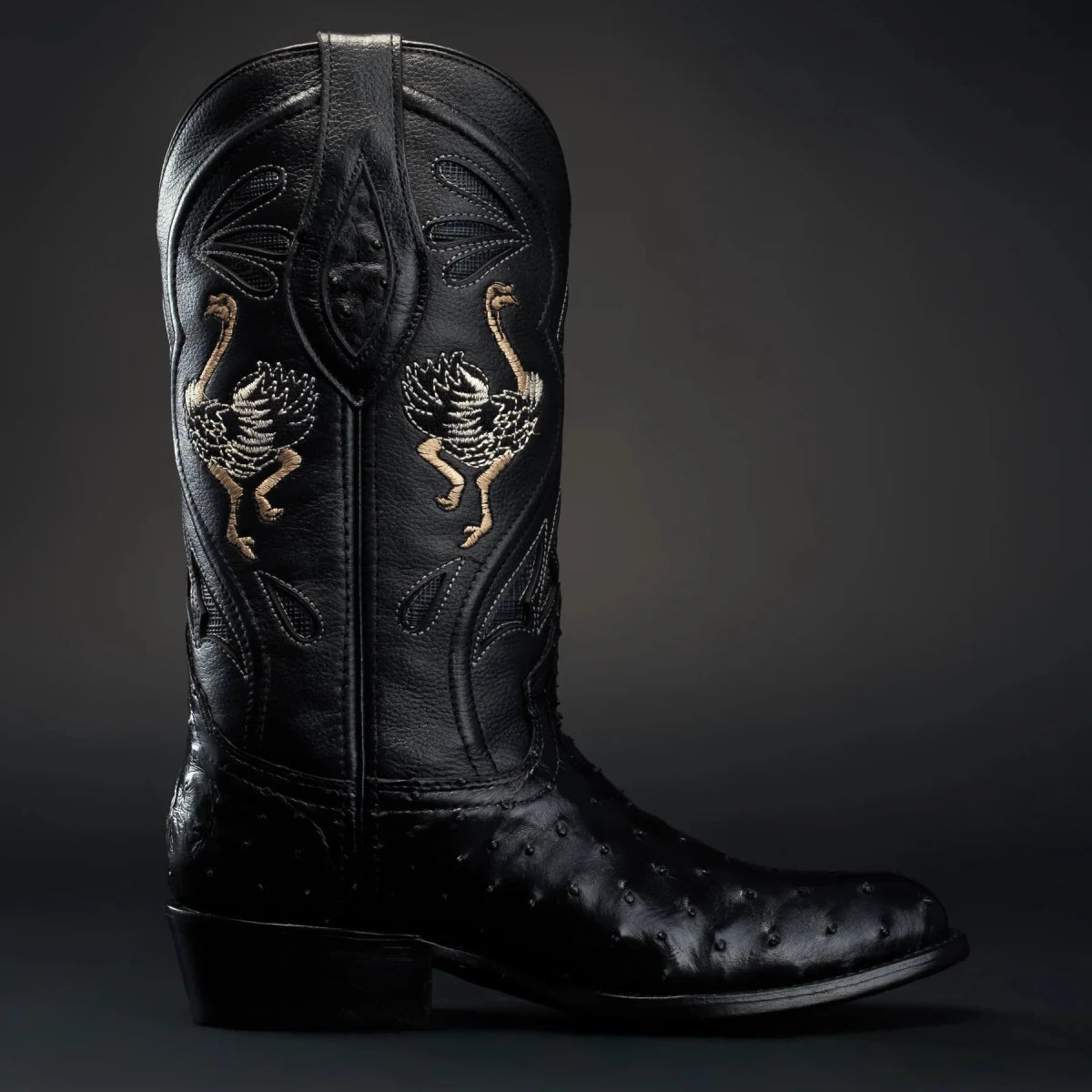 Rodeo Cartie Men”s 903 J Toe Original Exotic Ostrich Boot–Midnight - OriginalWestern.com