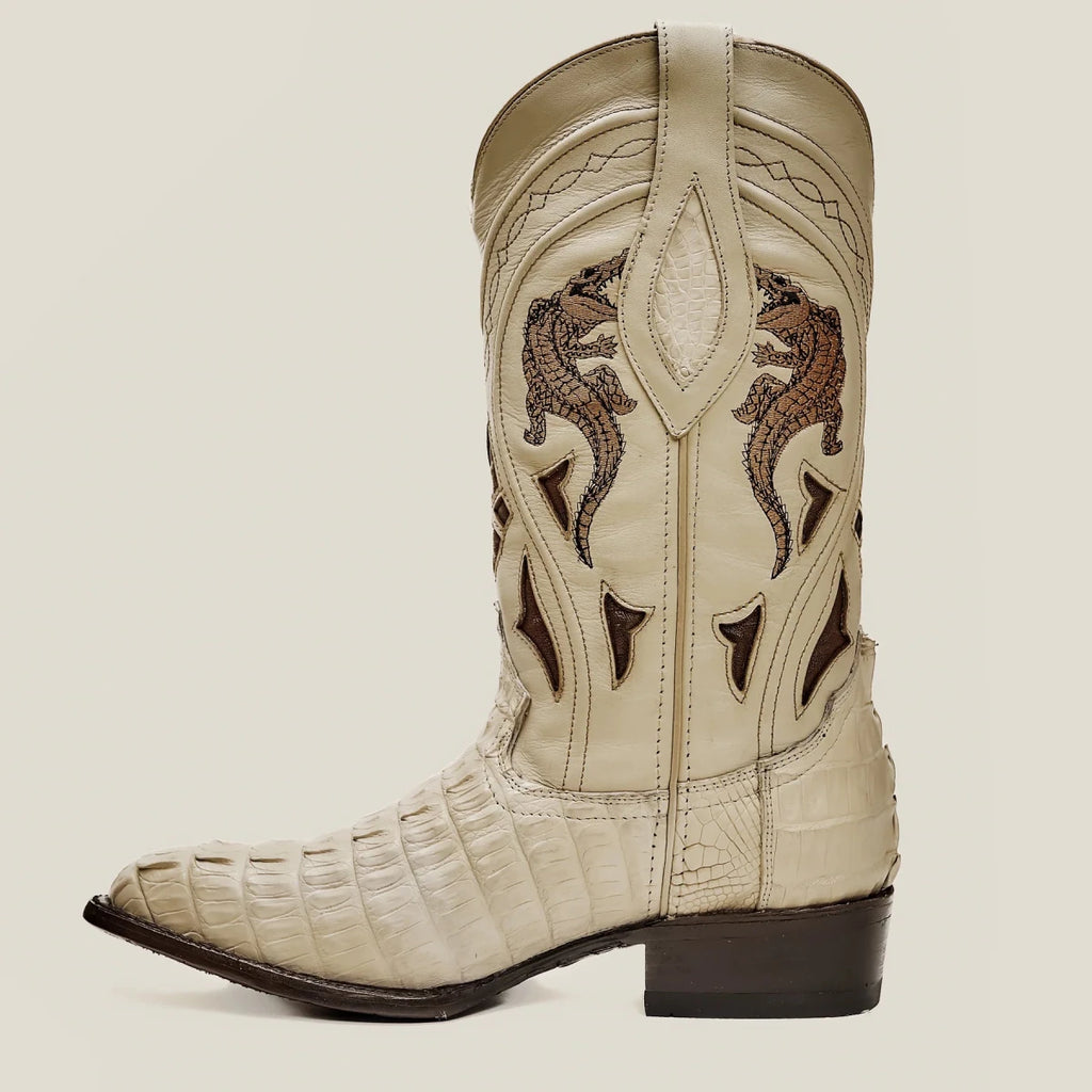 Rodeo Cartie Men”s 908 J Toe Original Caiman Belly Boot–Bone - OriginalWestern.com