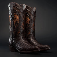 Rodeo Cartie Men”s 908 J Toe Original Caiman Belly Boot–Bourbon - OriginalWestern.com