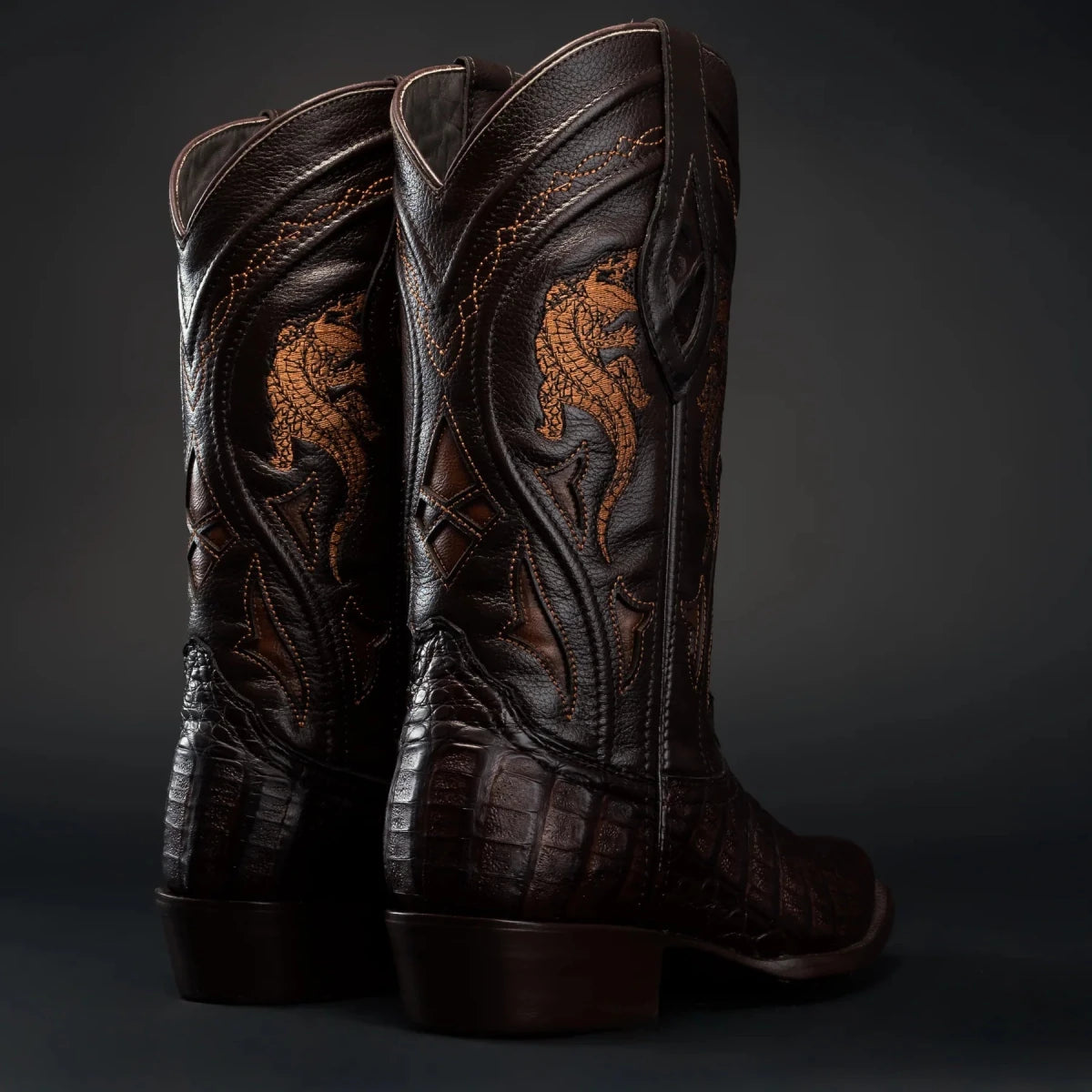 Rodeo Cartie Men”s 908 J Toe Original Caiman Belly Boot–Bourbon - OriginalWestern.com