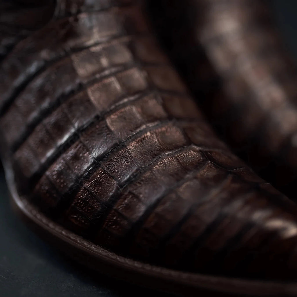 Rodeo Cartie Men”s 908 J Toe Original Caiman Belly Boot–Bourbon - OriginalWestern.com