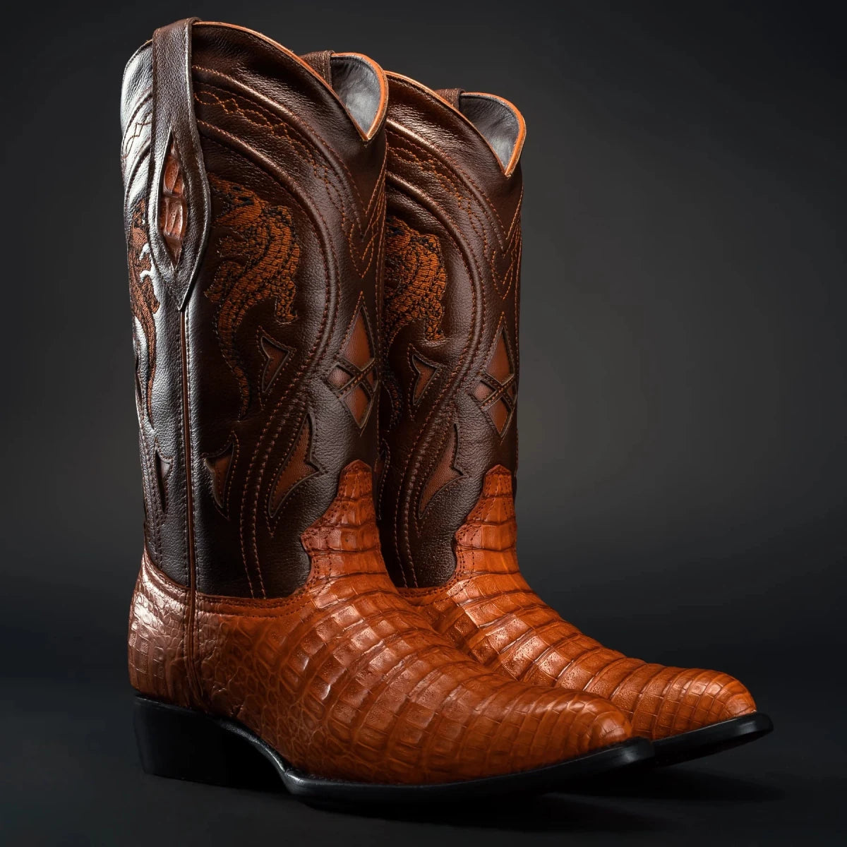 Rodeo Cartie Men”s 908 J Toe Original Caiman Belly Boot–Chestnut El - OriginalWestern.com