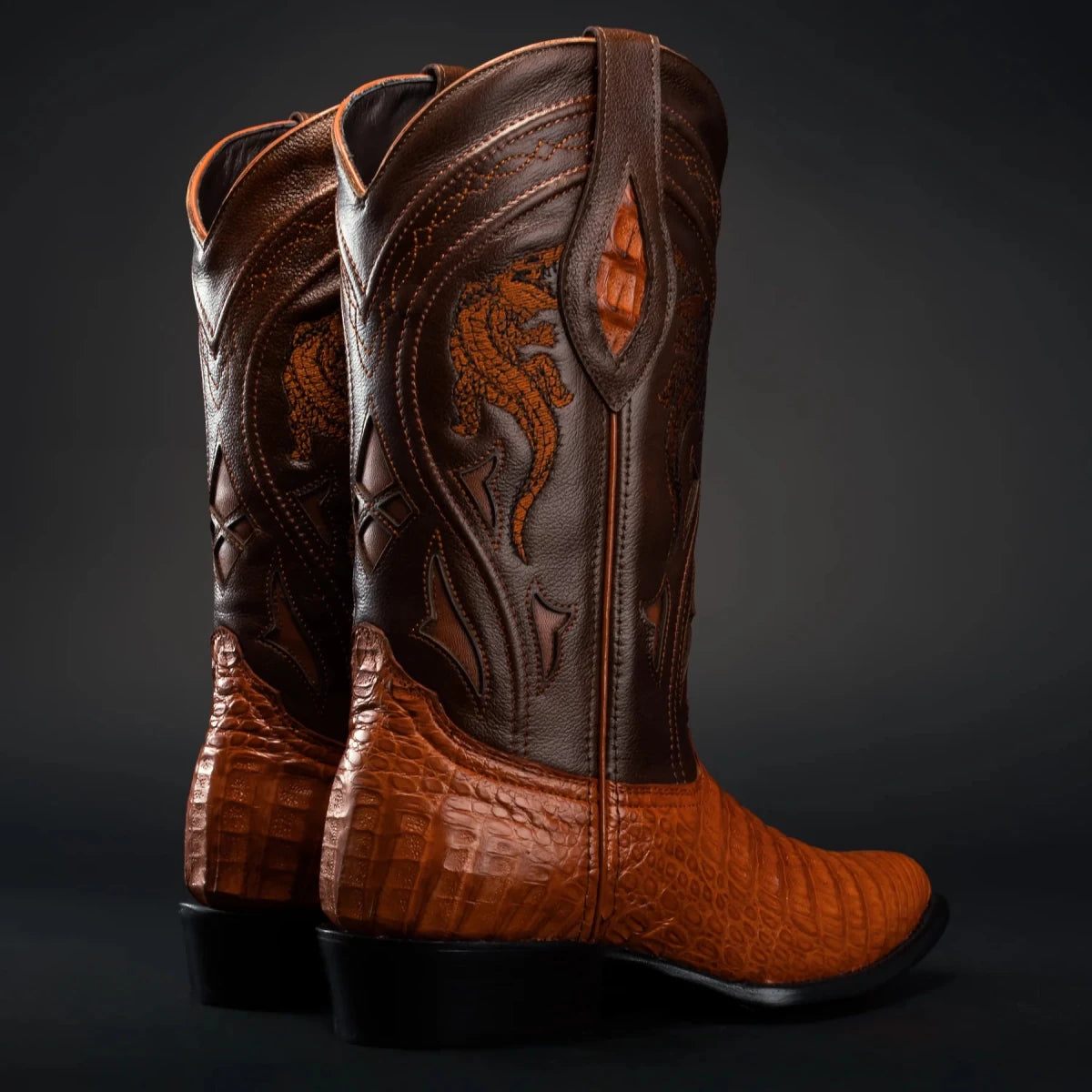 Rodeo Cartie Men”s 908 J Toe Original Caiman Belly Boot–Chestnut El - OriginalWestern.com