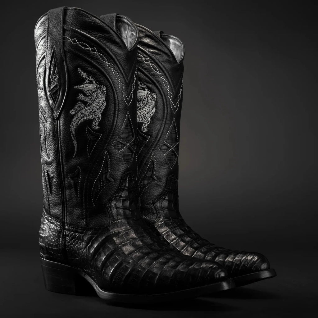 Rodeo Cartie Men”s 908 J Toe Original Caiman Belly Boot–Midnight - OriginalWestern.com