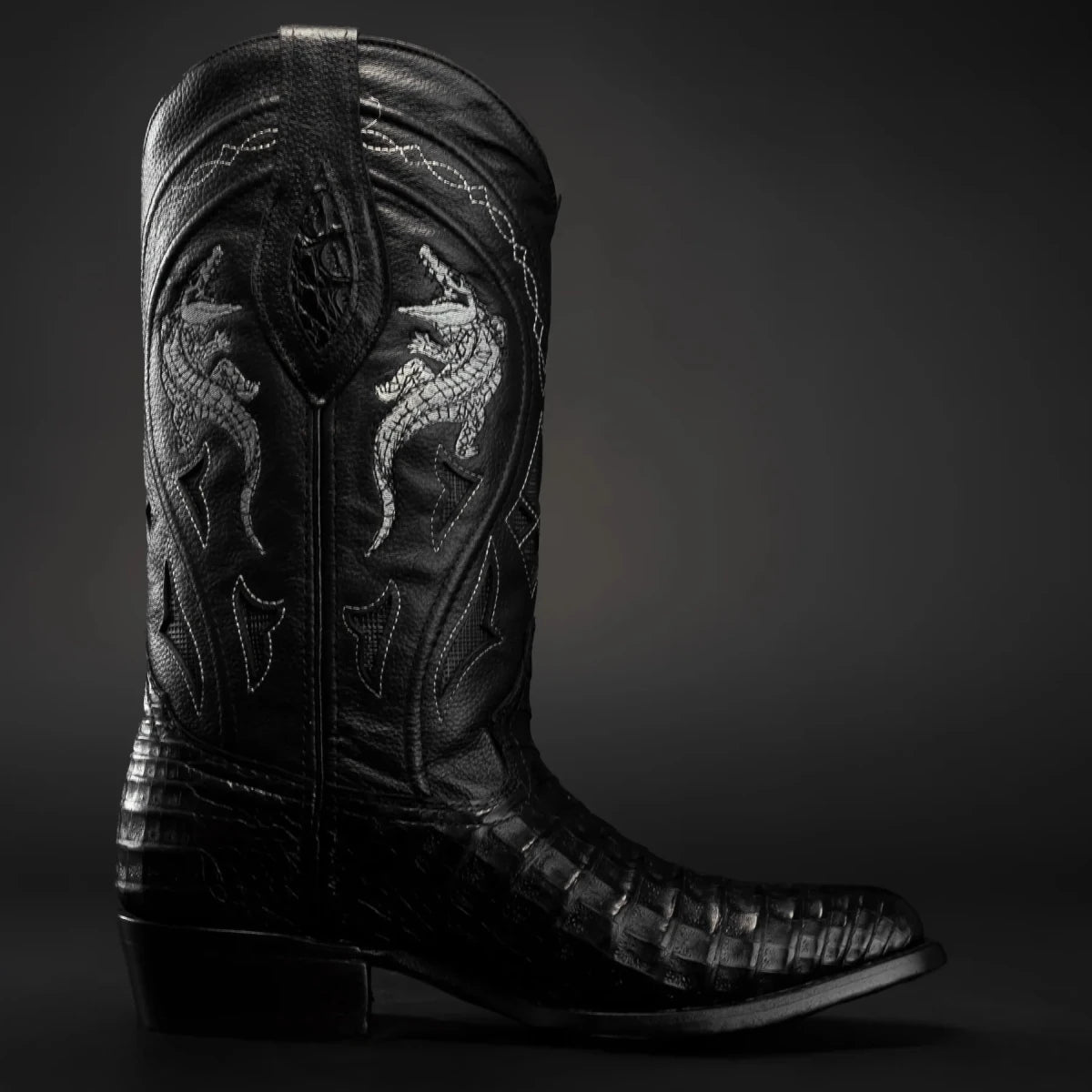 Rodeo Cartie Men”s 908 J Toe Original Caiman Belly Boot–Midnight - OriginalWestern.com