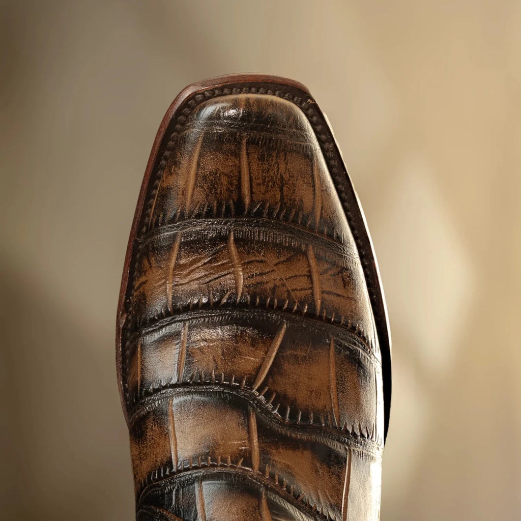 Rodeo Cartie Men”s American Alligator Tribute Cutter Boot–Tan - OriginalWestern.com