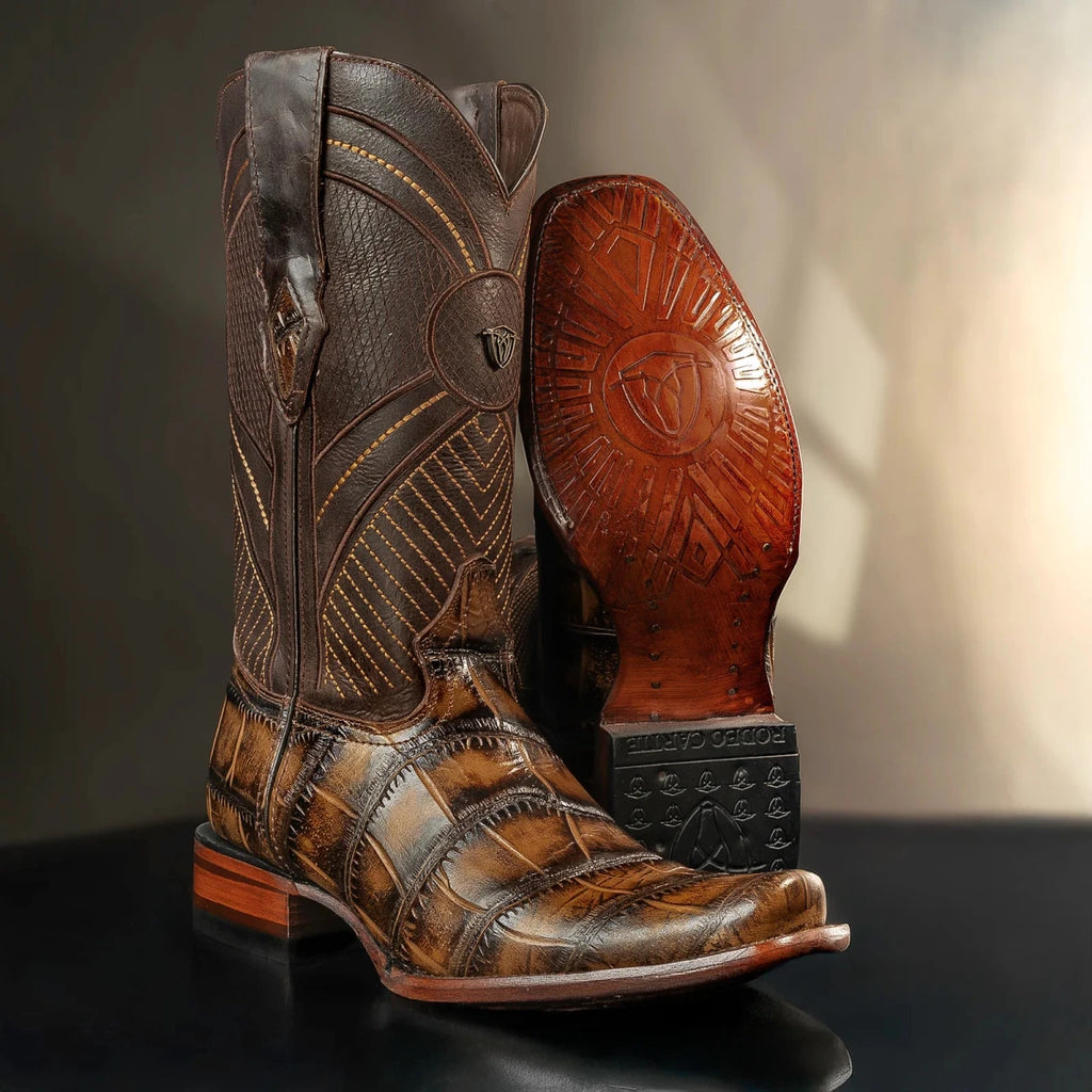 Rodeo Cartie Men”s American Alligator Tribute Cutter Boot–Tan - OriginalWestern.com