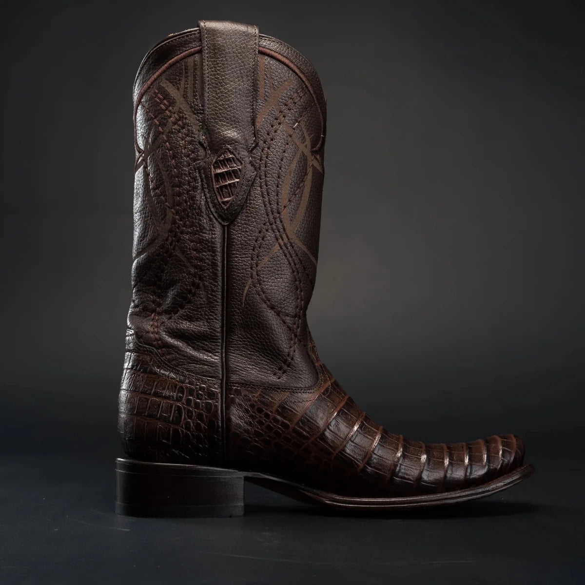 Rodeo Cartie Men's Denver Caiman Belly Tribute Boot–Coffee - OriginalWestern.com