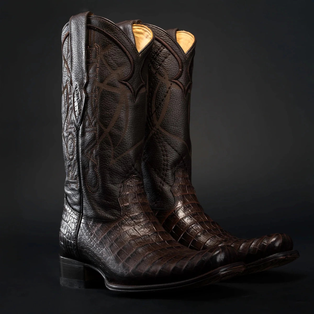 Rodeo Cartie Men's Denver Caiman Belly Tribute Boot–Coffee - OriginalWestern.com