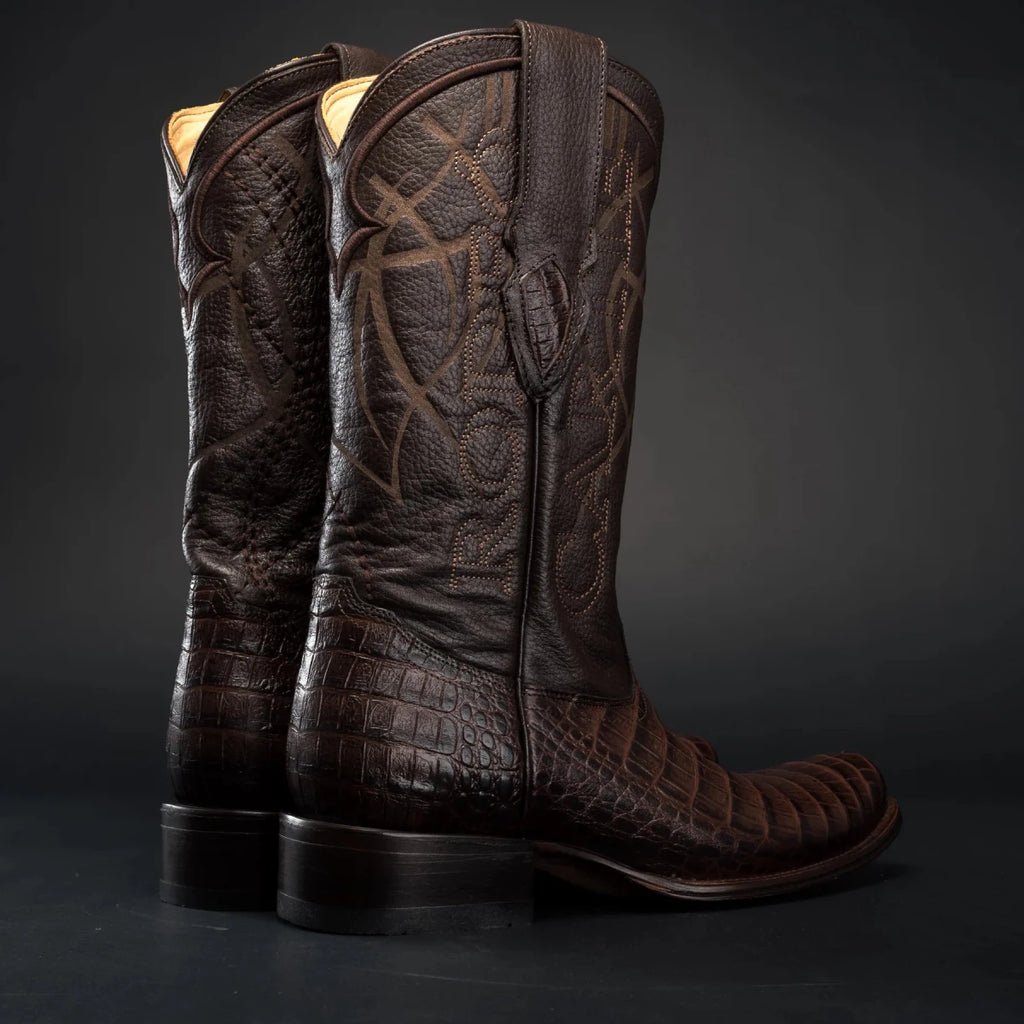Rodeo Cartie Men's Denver Caiman Belly Tribute Boot–Coffee - OriginalWestern.com