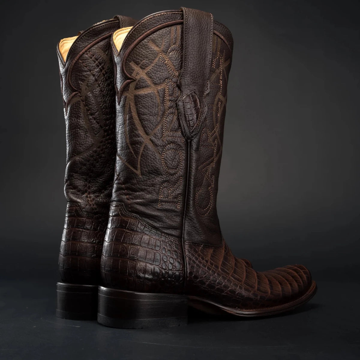Rodeo Cartie Men's Denver Caiman Belly Tribute Boot–Coffee - OriginalWestern.com